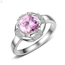 Fashion Stainless Steel Large Pink Diamond Stone Inlay Female Rings